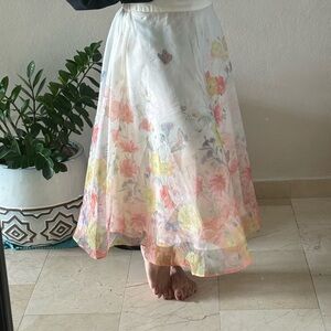 Rachel Zoe Cream Floral A-Line Skirt